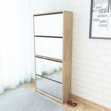 vidaXL 4 szintes tükrös tölgy cipőszekrény 63 x 17 x 134 cm bútor