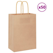 vidaXL 50 db barna kraft papírzacskók fogantyúkkal 15x8x21 cm ajándéktasak