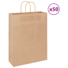 vidaXL 50 db barna kraft papírzacskók fogantyúkkal 32x12x42 cm