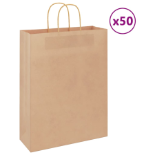 vidaXL 50 db barna kraft papírzacskók fogantyúkkal 32x12x42 cm ajándéktasak