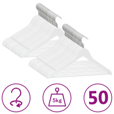 vidaXL 50 db fehér csúszásmentes keményfa ruhaakasztó bútor