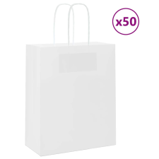 vidaXL 50 db fehér kraft papírzacskók fogantyúkkal 18x8x22 cm ajándéktasak
