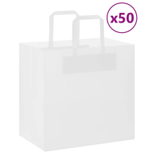 vidaXL 50 db fehér kraft papírzacskók fogantyúkkal 26x17x25 cm ajándéktasak