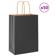 vidaXL 50 db fekete kraft papírzacskók fogantyúkkal 15x8x21 cm ajándéktasak
