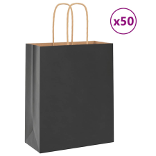 vidaXL 50 db fekete kraft papírzacskók fogantyúkkal 18x8x22 cm ajándéktasak
