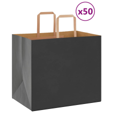 vidaXL 50 db fekete kraft papírzacskók fogantyúkkal 32x22x28 cm ajándéktasak