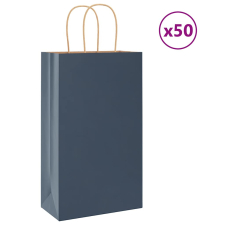 vidaXL 50 db kék kraft papírzacskók fogantyúkkal 21x11x36 cm ajándéktasak