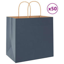 vidaXL 50 db kék papírzacskók fogantyúkkal 26x17x25 cm ajándéktasak
