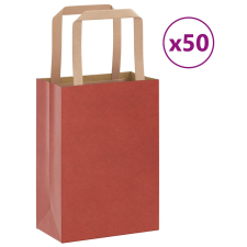 vidaXL 50 db piros kraft papírzacskók fogantyúkkal 15x8x21 cm ajándéktasak
