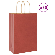 vidaXL 50 db piros kraft papírzacskók fogantyúkkal 21x11x31 cm ajándéktasak