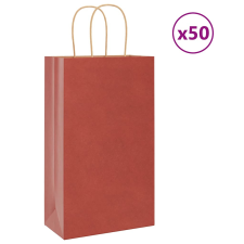 vidaXL 50 db piros kraft papírzacskók fogantyúkkal 21x11x36 cm ajándéktasak