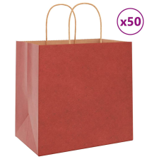 vidaXL 50 db piros papírzacskók fogantyúkkal 26x17x25 cm ajándéktasak