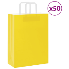 vidaXL 50 db sárga kraft papírzacskók fogantyúkkal 26x12x35 cm ajándéktasak