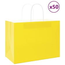 vidaXL 50 db sárga kraft papírzacskók fogantyúkkal 32x17x25 cm ajándéktasak