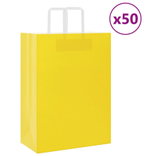 vidaXL 50 db sárga kraft papírzacskók fogantyúkkal 32x17x44 cm ajándéktasak