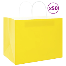 vidaXL 50 db sárga kraft papírzacskók fogantyúkkal 32x22x24 cm ajándéktasak
