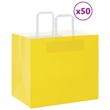 vidaXL 50 db sárga kraft papírzacskók fogantyúkkal 32x22x28 cm ajándéktasak