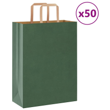 vidaXL 50 db zöld kraft papírzacskók fogantyúkkal 26x12x35 cm ajándéktasak