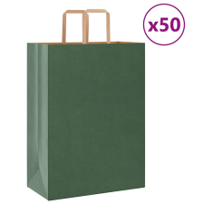 vidaXL 50 db zöld kraft papírzacskók fogantyúkkal 32x17x44 cm ajándéktasak