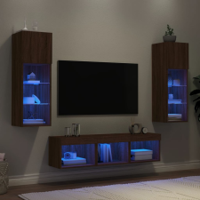 vidaXL 5 darab barna tölgyszínű szerelt fa TV-bútor LED-del bútor