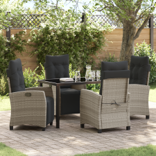 vidaXL 5 darabos Kerti Étkezőszett Világosszürke Polirattan kerti bútor