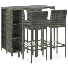 vidaXL 5 darabos szürke polyrattan kerti bárszett párnákkal kerti bútor