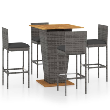 vidaXL 5 darabos szürke polyrattan kerti bárszett párnákkal (3064861) kerti bútor