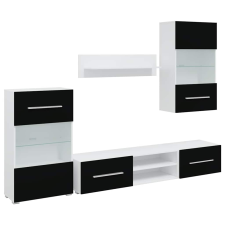 vidaXL 5 darabos TV szekrény LED világítással matt fekete (3324230) bútor