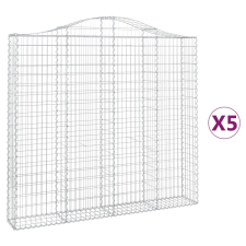 vidaXL 5 db íves horganyzott vas gabion kosár 200x30x180/200 cm (3145517) kerti tárolás