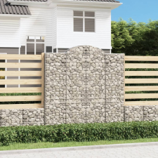 vidaXL 5 db íves horganyzott vas gabion kosár 200x30x200/220 cm kerti tárolás