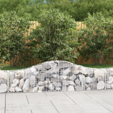 vidaXL 5 db íves horganyzott vas gabion kosár 200x30x40/60 cm kerti tárolás