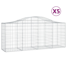 vidaXL 5 db íves horganyzott vas gabion kosár 200x50x80/100 cm (3145622) kerti tárolás