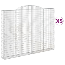 vidaXL 5 db íves horganyzott vas gabion kosár 300x30x220/240 cm (3146632) kerti tárolás
