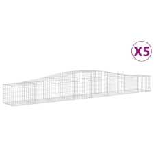 vidaXL 5 db íves horganyzott vas gabion kosár 400x50x40/60 cm (3145920) kerti tárolás