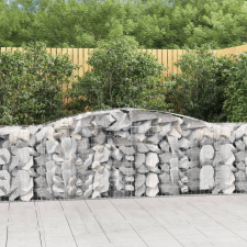 vidaXL 5 db íves horganyzott vas gabion kosár 400x50x80/100 cm kerti dekoráció