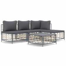 vidaXL 5-részes antracitszürke polyrattan kerti ülőgarnitúra párnákkal kerti bútor