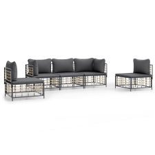 vidaXL 5-részes antracitszürke polyrattan kerti ülőgarnitúra párnákkal (3186717) kerti bútor