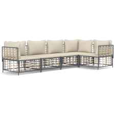 vidaXL 5-részes antracitszürke polyrattan kerti ülőgarnitúra párnákkal (3186750) kerti bútor