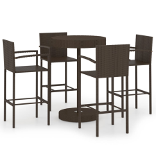 vidaXL 5 részes barna polyrattan kerti bárszett (3064771) kerti bútor