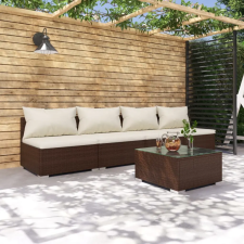 vidaXL 5-részes barna polyrattan kerti bútorszett párnákkal kerti bútor