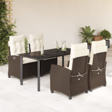 vidaXL 5-részes barna polyrattan kerti étkezőgarnitúra párnákkal kerti bútor