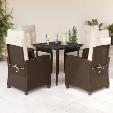 vidaXL 5-részes barna polyrattan kerti étkezőgarnitúra párnákkal kerti bútor