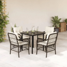 vidaXL 5-részes barna polyrattan kerti étkezőgarnitúra párnákkal kerti bútor