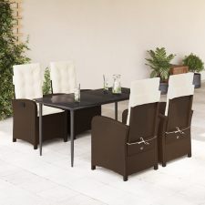 vidaXL 5-részes barna polyrattan kerti étkezőgarnitúra párnákkal kerti bútor