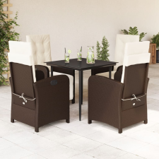 vidaXL 5-részes barna polyrattan kerti étkezőgarnitúra párnákkal kerti bútor