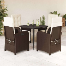 vidaXL 5-részes barna polyrattan kerti étkezőgarnitúra párnákkal kerti bútor