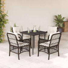 vidaXL 5-részes barna polyrattan kerti étkezőgarnitúra párnákkal kerti bútor