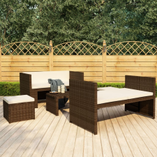 vidaXL 5 részes barna polyrattan kerti ülőgarnitúra párnákkal kerti bútor