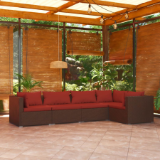 vidaXL 5-részes barna polyrattan kerti ülőgarnitúra párnákkal kerti bútor