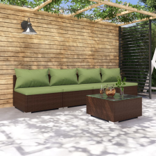 vidaXL 5-részes barna polyrattan kerti ülőgarnitúra párnákkal kerti bútor